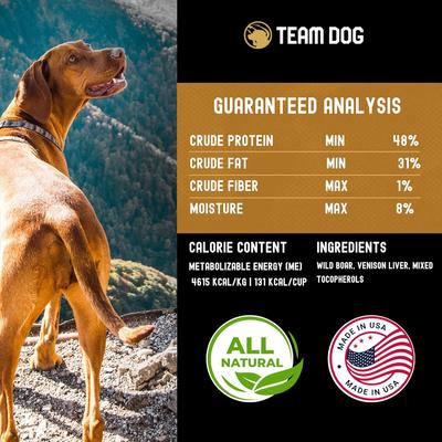 Show full view: Team Dog Wild Boar with Venison Liver Topper Freeze-Dried Dog Treats, 5-oz bag slide 5 of 9