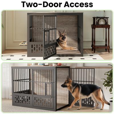 Show full view: Yafylly Indoor Heavy Duty Double Door Dog Crate, Large, Grey slide 5 of 8