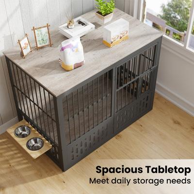 Show full view: Yafylly Indoor Heavy Duty Double Door Dog Crate, Large, Grey slide 7 of 8