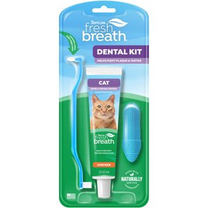 TropiClean Fresh Breath Odor & Tartar Control Cat Dental Kit, 2.5-fl oz