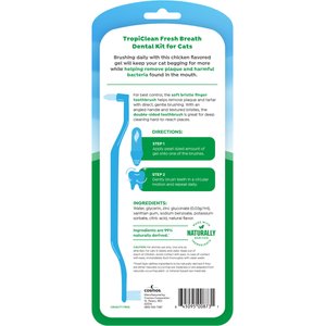 TropiClean Fresh Breath Odor & Tartar Control Cat Dental Kit, 2.5-fl oz