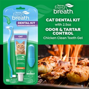 TropiClean Fresh Breath Odor & Tartar Control Cat Dental Kit, 2.5-fl oz