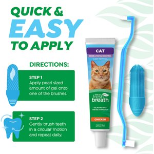 TropiClean Fresh Breath Odor & Tartar Control Cat Dental Kit, 2.5-fl oz