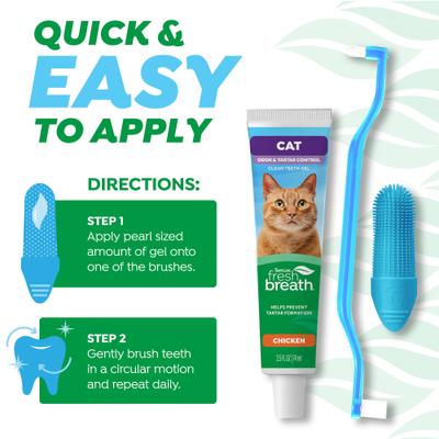 Show full view: TropiClean Chicken Flavored Fresh Breath Toothbrush & Toothpaste Cat Dental Care Kit, 2.5-fl oz slide 6 of 10