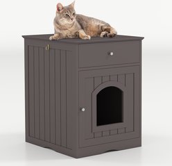 Yafylly Furniture Style Nightstand Cabinet Hidden Cat Litter Box, Brown, Medium