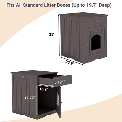 Show full view: Yafylly Furniture Style Nightstand Cabinet Hidden Cat Litter Box, Brown, Medium slide 5 of 9