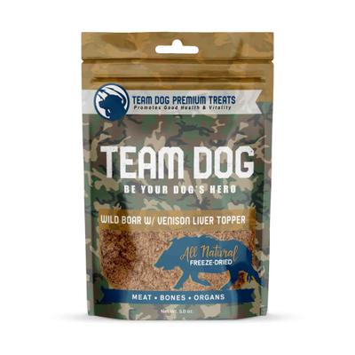 Show full view: Team Dog Wild Boar with Venison Liver Topper Freeze-Dried Dog Treats, 5-oz bag slide 1 of 9