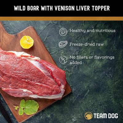 Show full view: Team Dog Wild Boar with Venison Liver Topper Freeze-Dried Dog Treats, 5-oz bag slide 4 of 9