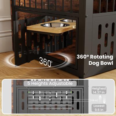 Show full view: Yafylly Indoor Heavy Duty Double Door Dog Crate, Large, Rustic Brown slide 5 of 9