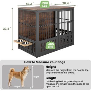 Yafylly Indoor Heavy Duty Double Door Dog Crate, Large, Rustic Brown