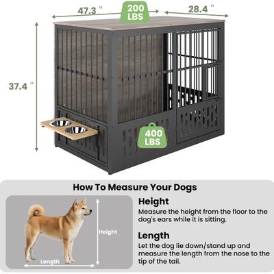 Show full view: Yafylly Indoor Heavy Duty Double Door Dog Crate, Large, Grey slide 3 of 8
