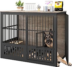 Yafylly Indoor Heavy Duty Double Door Dog Crate, Large, Grey