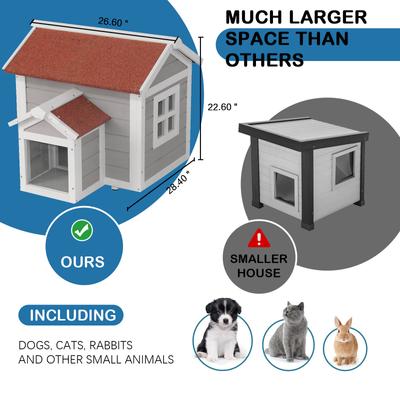 Show full view: FunXplore Outdoor Cat House with Openable Roof, Grey slide 5 of 7