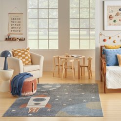 Nourison Astra Machine Washable ASW06 Graphic Area Rug, Sky Blue, 63 x 84-in slide 2 of 9