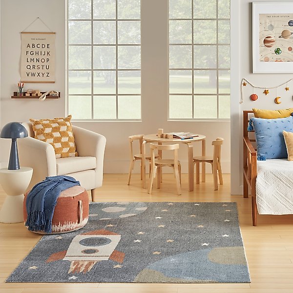 Show full view: Nourison Astra Machine Washable ASW06 Graphic Area Rug, Sky Blue, 63 x 84-in slide 9 of 9