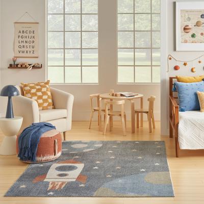 Show full view: Nourison Astra Machine Washable ASW06 Graphic Area Rug, Sky Blue, 63 x 84-in slide 10 of 10