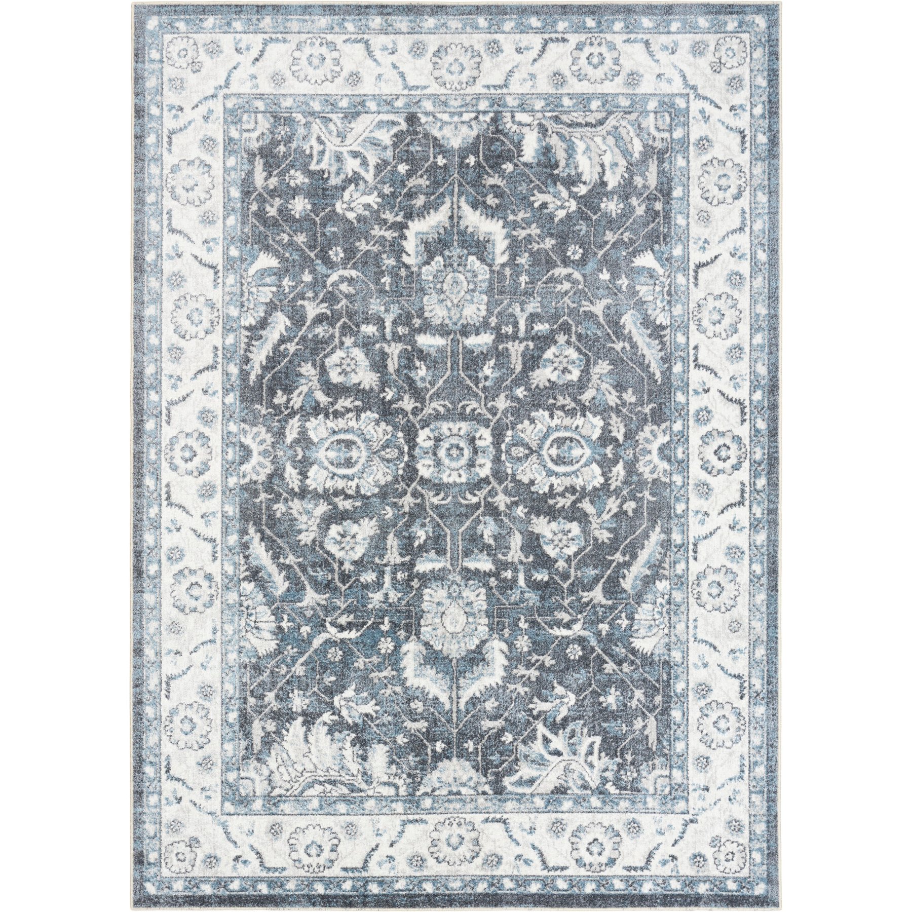 Nourison Astra Machine Washable ASW20 Floral Area Rug, Slate, 63 x 84-in