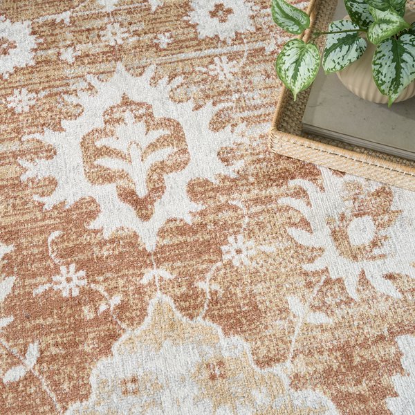 Show full view: Nourison Astra Machine Washable ASW19 Floral Area Rug, Copper, 94 x 120-in slide 8 of 9