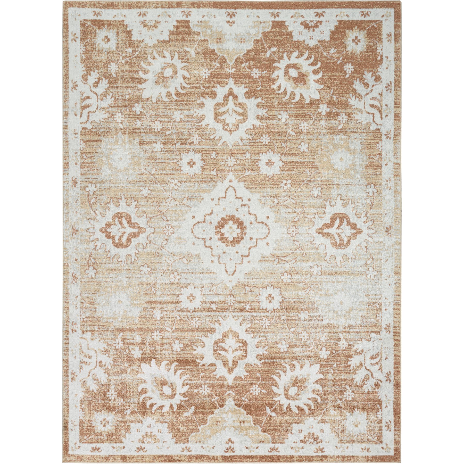 Nourison Astra Machine Washable ASW19 Floral Area Rug, Copper, 63 x 84-in