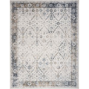 Nourison Astra Machine Washable ASW16 Floral Area Rug, Ivory Blue, 94 x 120-in