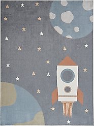 Nourison Astra Machine Washable ASW06 Graphic Area Rug, Sky Blue, 94 x 120-in