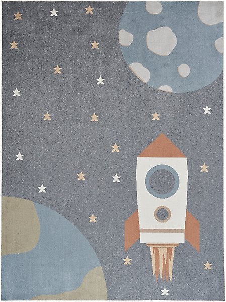 Show full view: Nourison Astra Machine Washable ASW06 Graphic Area Rug, Sky Blue, 94 x 120-in slide 1 of 9