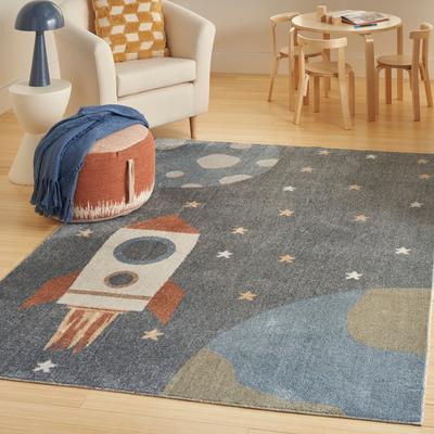 Show full view: Nourison Astra Machine Washable ASW06 Graphic Area Rug, Sky Blue, 63 x 84-in slide 8 of 10