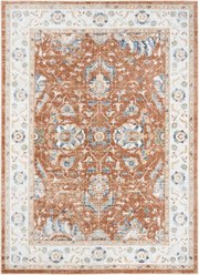 Nourison Astra Machine Washable ASW20 Floral Area Rug, Rust Ivory, 63 x 84-in