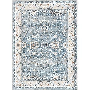 Nourison Astra Machine Washable ASW20 Floral Area Rug, Blue, 63 x 84-in
