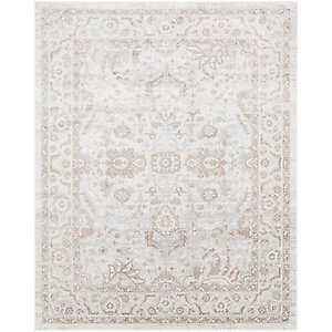 Nourison Astra Machine Washable ASW20 Floral Area Rug, Grey, 94 x 120-in