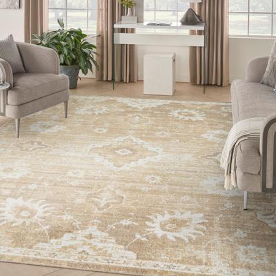 Show full view: Nourison Astra Machine Washable ASW19 Floral Area Rug, Ivory Gold, 94 x 120-in slide 7 of 9