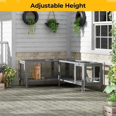 Show full view: Coziwow Configurable Window Catio Wooden Cat Tunnel Exercise Playpen with Platforms, Dark Gray, 45.67-in slide 8 of 9