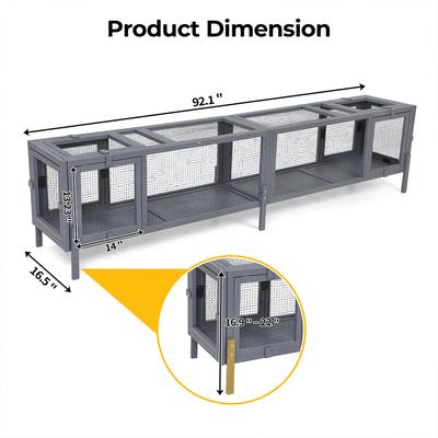 Show full view: Coziwow Configurable Window Catio Wooden Cat Tunnel Exercise Playpen with Platforms, Dark Gray, 45.67-in slide 4 of 9