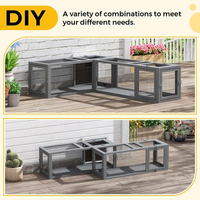 Show full view: Coziwow Configurable Window Catio Wooden Cat Tunnel Exercise Playpen with Platforms, Dark Gray, 45.67-in slide 5 of 9