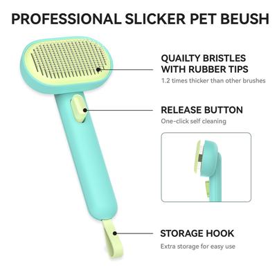 Show full view: aumuca Self Cleaning Slicker Brush, Aqua Blue slide 3 of 12