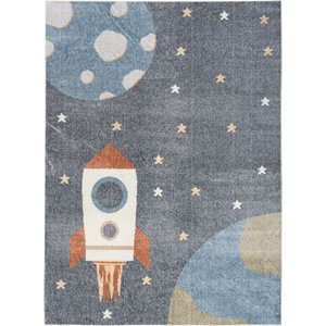 Nourison Astra Machine Washable ASW06 Graphic Area Rug, Sky Blue, 63 x 84-in