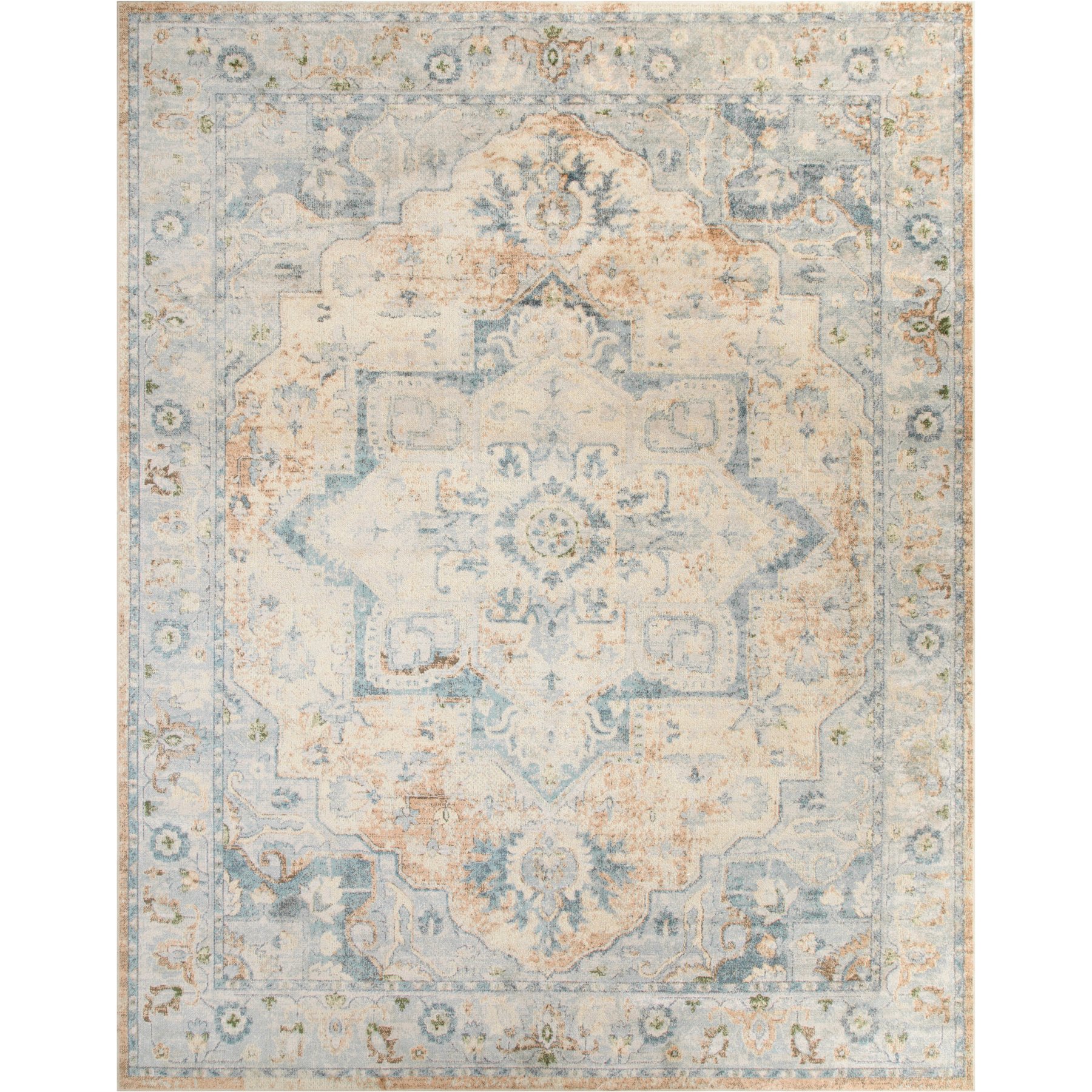 Nourison Astra Machine Washable ASW12 Area Rug, Beige Blue, 94 x 120-in