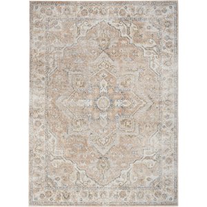 Nourison Astra Machine Washable ASW12 Area Rug, Beige, 63 x 84-in