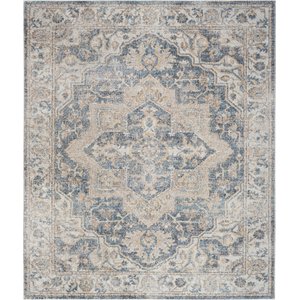 Nourison Astra Machine Washable ASW12 Area Rug, Grey Blue, 94 x 120-in