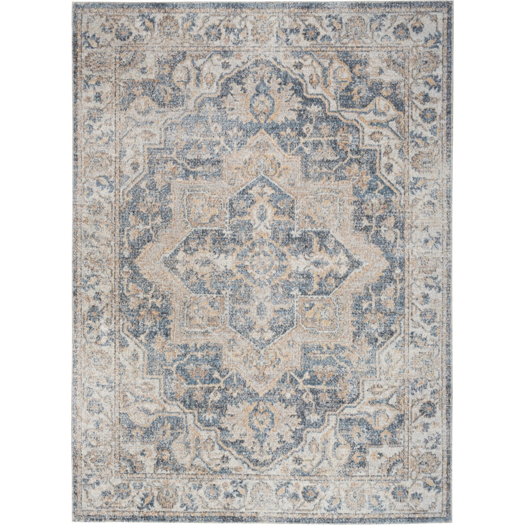 Nourison Astra Machine Washable ASW12 Area Rug, Grey Blue, 63 x 84-in