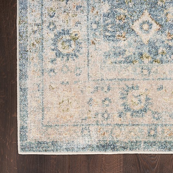 Show full view: Nourison Astra Machine Washable ASW16 Floral Area Rug, Teal Beige, 94 x 120-in slide 2 of 9