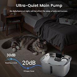 Vacqueen Stainless Steel Automatic Dog Water Fountain with 5 Filter & Sponge, Silver, Large: 2.64-gal, Modern slide 2 of 9