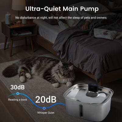 Show full view: Vacqueen Stainless Steel Automatic Dog Water Fountain with 5 Filter & Sponge, Silver, Large: 2.64-gal, Modern slide 8 of 10