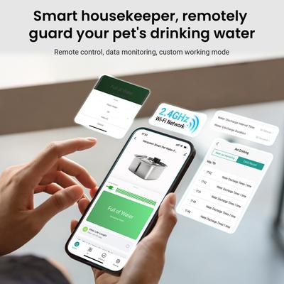 Show full view: Vacqueen Stainless Steel Automatic Dog Water Fountain with 5 Filter & Sponge, Silver, Large: 2.64-gal, Modern slide 2 of 10