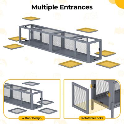 Show full view: Coziwow Configurable Window Catio Wooden Cat Tunnel Exercise Playpen with Platforms, Dark Gray, 45.67-in slide 6 of 9