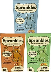Sprankles Variety Chicken, Tuna & Catnip, Flavored Crunchy Filled Cat Treats 24-oz bag, 3 pack