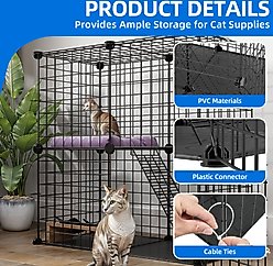 Yitahome 2-Tier Indoor & Outdoor DIY Cat Playpen with Removable Metal Wiring, Black slide 2 of 5