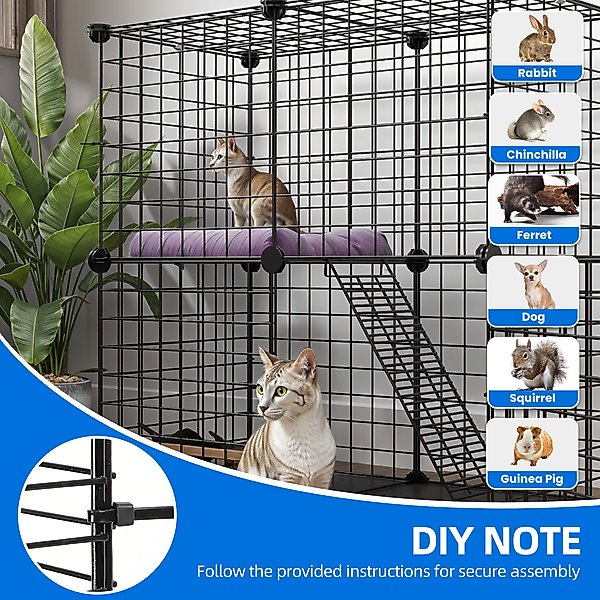 Show full view: Yitahome 2-Tier Indoor & Outdoor DIY Cat Playpen with Removable Metal Wiring, Black slide 5 of 6