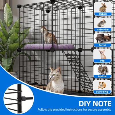 Show full view: Yitahome 2-Tier Indoor & Outdoor DIY Cat Playpen with Removable Metal Wiring, Black slide 6 of 7