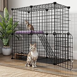 Yitahome 2-Tier Indoor & Outdoor DIY Cat Playpen with Removable Metal Wiring, Black